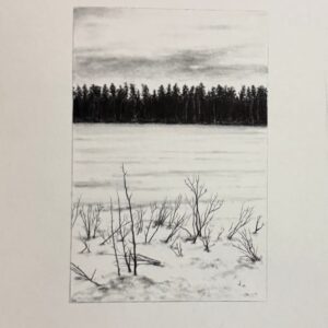 "Winter Scene" graphite on paper, 6" x 4"